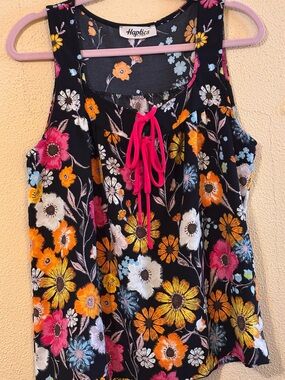 Haptics Floral Sleeveless Tie-Front Blouse Size Small NWOT